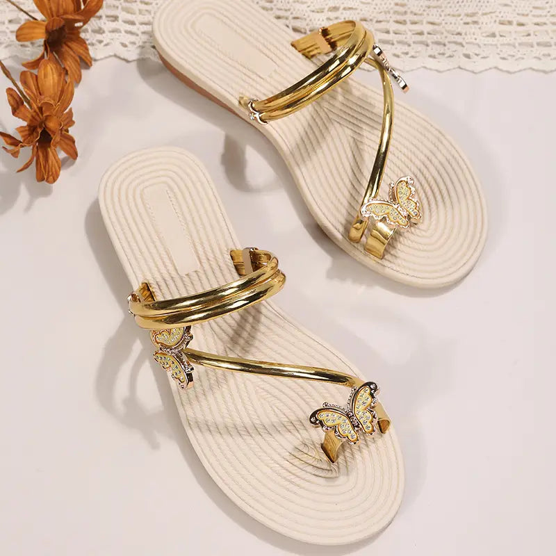 Zapatos planos de mariposa Sandalias de verano Chanclas Playa