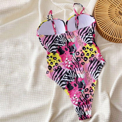 Leopard Print Cutout Brazilian One Piece Swimsuit - On sale