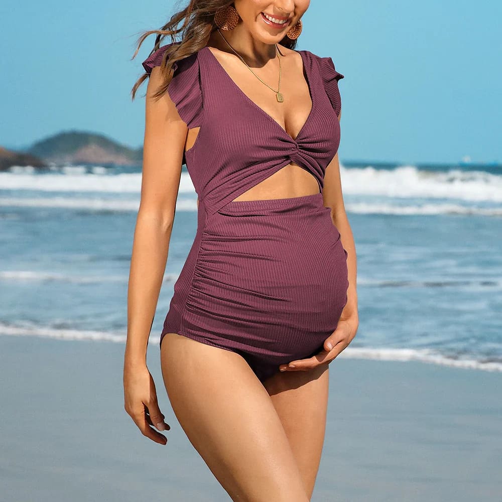 Maternity Sexy Deep V Monokini Swimsuit – Sunnybikinis - On sale