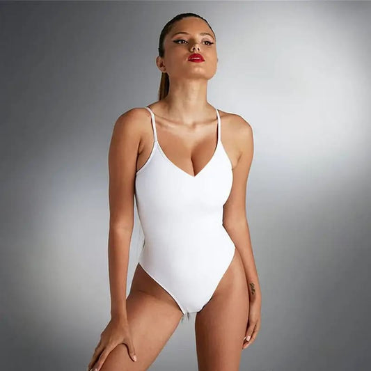 Plus Size Sexy Solid Backless String One Piece Swimsuit - On sale