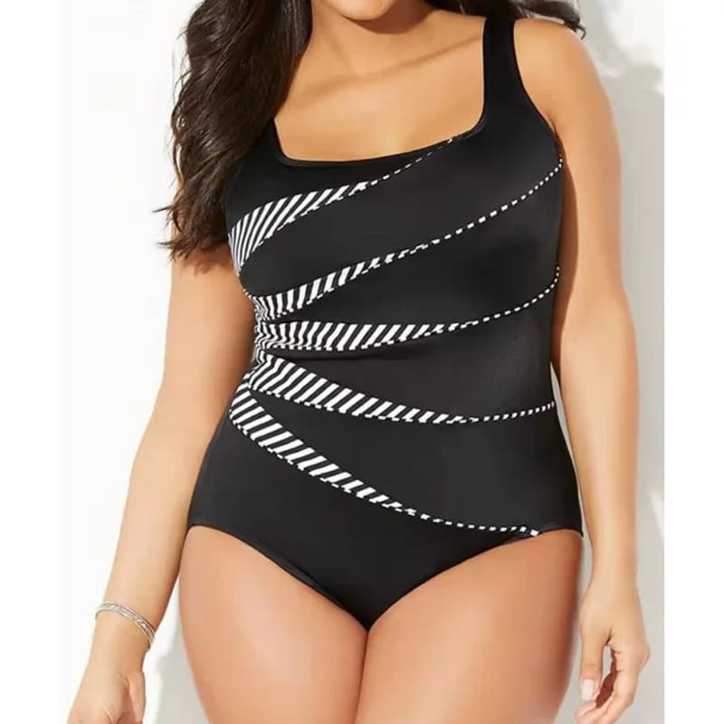 Sexy 5XL Closed Swimwear Push-Up Bodysuit Plus Size Swimsuit - On sale