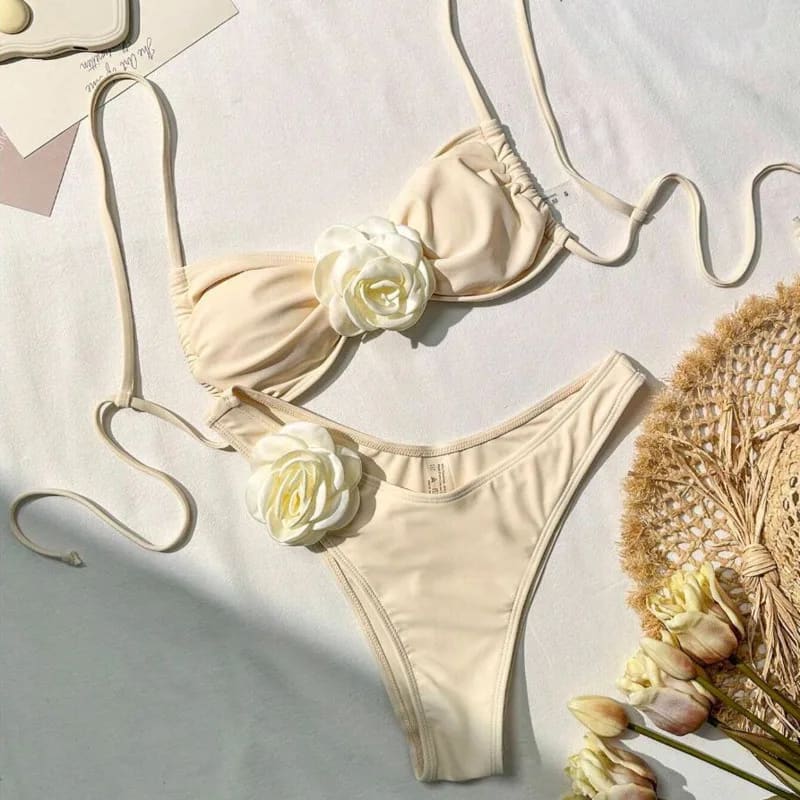 Sunnybikinis 3D Flower Brazilian Bikini Set - On sale