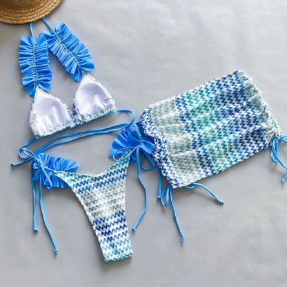 Zigzag Bikini 3-Piece Women’s Swimsuit - On sale
